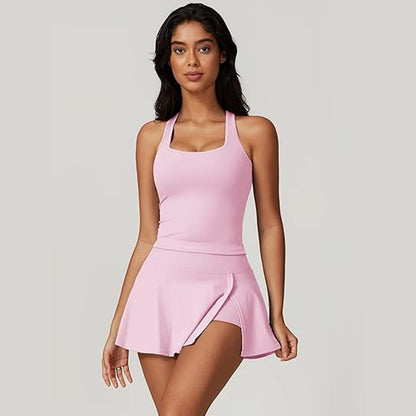 2-teiliges Tennis-Set mit Crop-Top & Minirock mit Schlitz – sportlich, figurbetont und ideal für Tennis, Golf oder Workout.