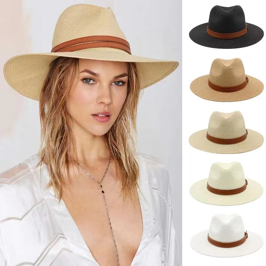 Großer Panama-Strohhut mit breiter Krempe – unisex, luftig und ideal für Sommer, Strand & UV-Schutz mit stilvollem Fedora-Design.