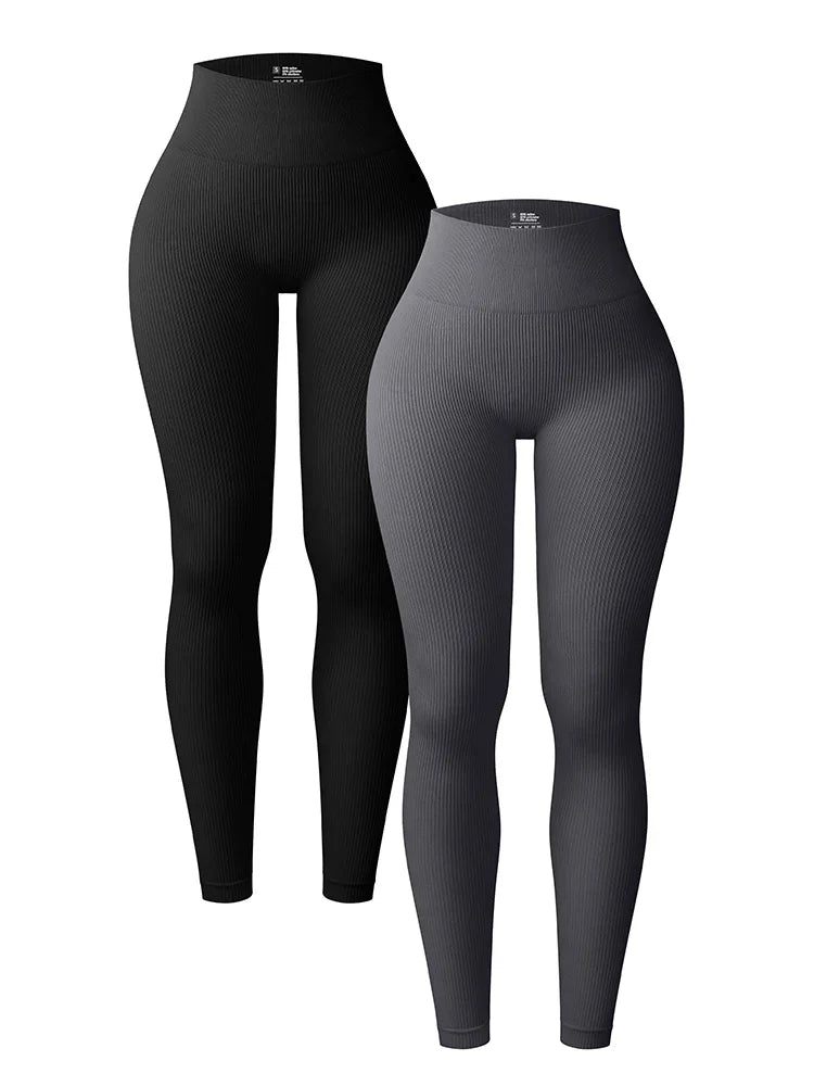 Nahtlose Sportleggings – Hochtailliert mit figurformendem Design und elastischem Rippmaterial
