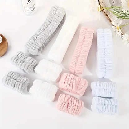 Coral Velvet Facial High-elastic Makeup Hairband Face Wash Wristband Set - Face Wash, Facial Mask, Skin Care