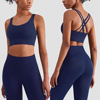 Ensemble de fitness 2 pièces avec soutien-gorge de sport push-up et leggings – confortable, soutenant et idéal pour la gym, le yoga ou le pilates.