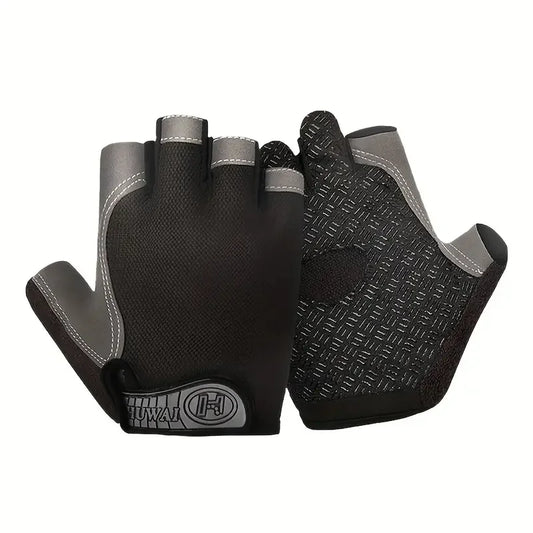 Halbfinger-Sporthandschuhe – atmungsaktiv, rutschfest und stoßdämpfend – ideal für Radfahren, Fitness oder Outdoor-Aktivitäten.