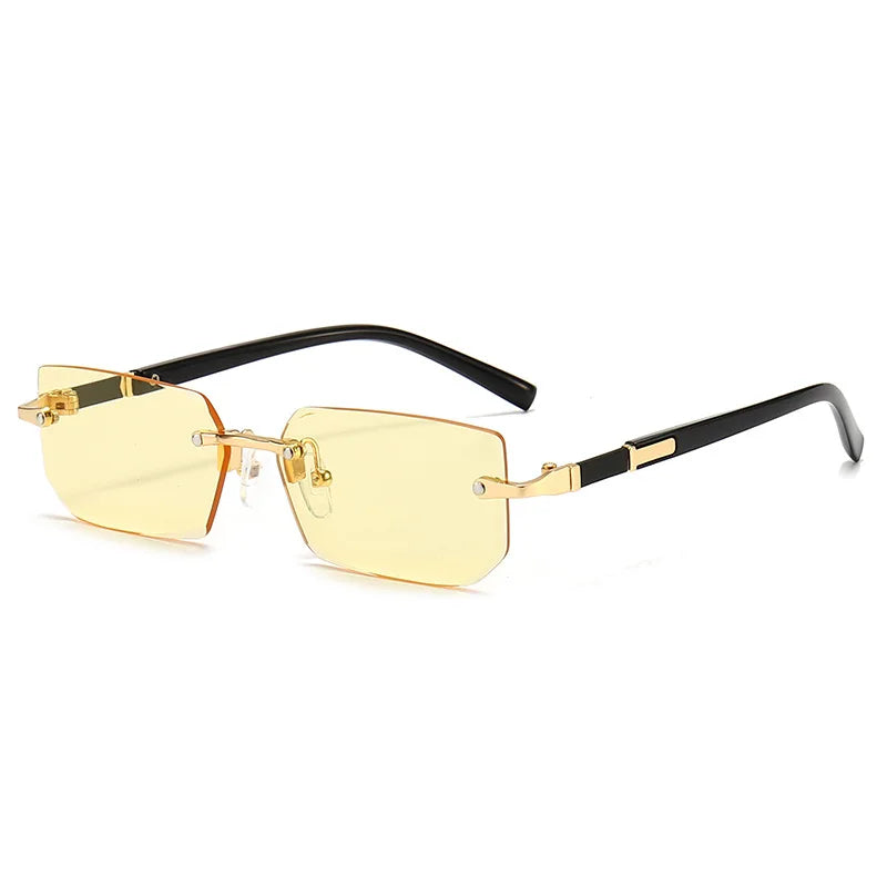 Modische randlose Rechteck-Sonnenbrille – unisex, leicht & stylisch, ideal für Sommer, Reisen oder trendige Alltagslooks.