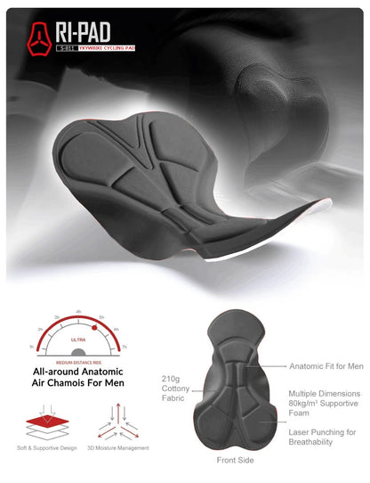 Fahrrad Bib Shorts – Gepolsterte Radhose für Herren, Ideal für lange Fahrten & MTB