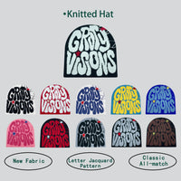 Trendige Strickmütze aus Acryl mit GR-Jacquard-Design – warm, stylisch und ideal für Damen & Herren im urbanen Outdoor-Look.