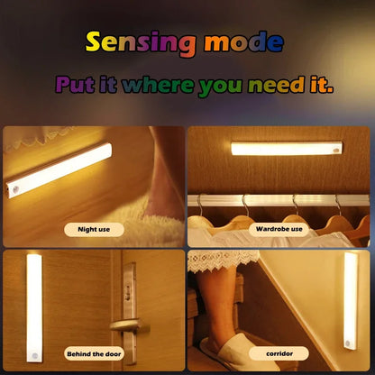 Kabelloses LED-Nachtlicht mit Bewegungssensor & USB-C – wiederaufladbar, ideal für Schrank, Flur, Treppe oder Küche.