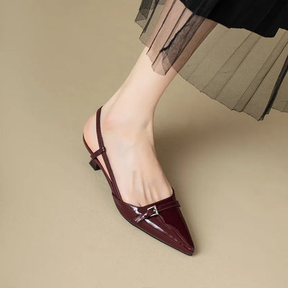 Pointed Toe Sexy Mid Heels Party Shoes Women Sandals Designer Summer Brand Pumps Slingback Casual Shoes Dress Slippers 2023 New