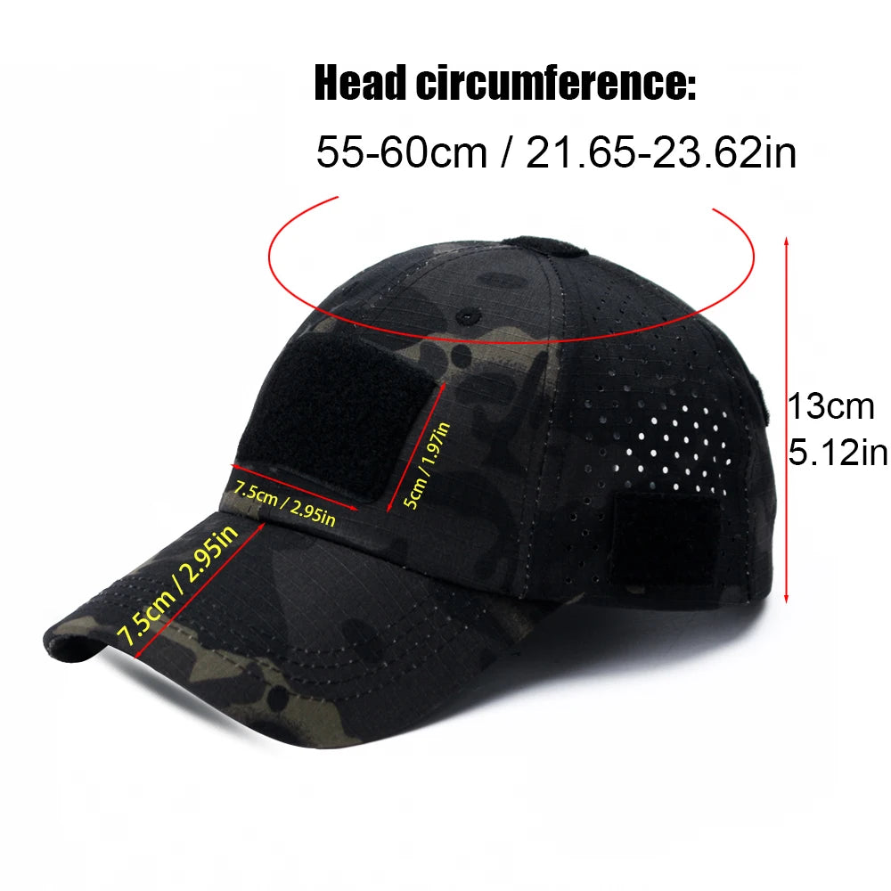 Atmungsaktive Camouflage-Basecap für Herren – mit Sonnenschutz, ideal für Outdoor-Aktivitäten wie Wandern, Angeln, Camping oder Sport.