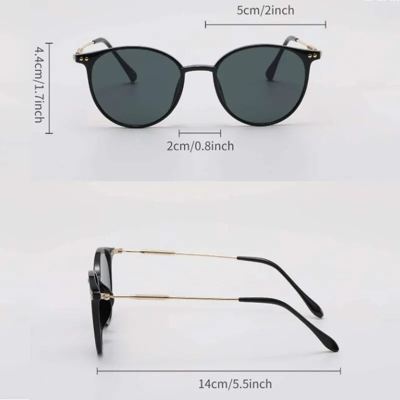 2er-Set kleine runde Sonnenbrillen im Cat-Eye-Stil – schmal, vintage & unisex, perfekt für stylische Sommer- oder Retro-Looks.