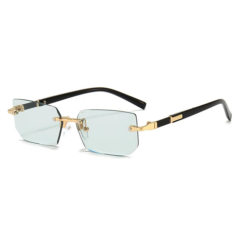 Modische randlose Rechteck-Sonnenbrille – unisex, leicht & stylisch, ideal für Sommer, Reisen oder trendige Alltagslooks.