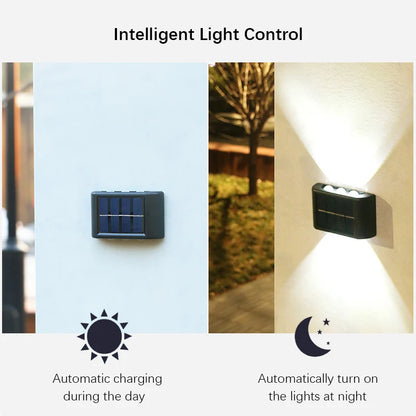 6LED Solar Lights, Outdoor Atmosphere Wall Lamp, Up And Down Light Control for Garden Yard Street Balcony Terrace Camping Decor