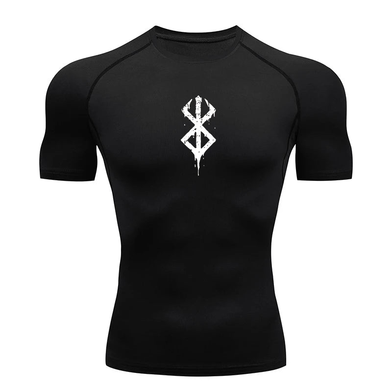 Kompressionsshirt mit Print und kurzen Ärmeln – schnelltrocknend, atmungsaktiv und perfekt für Gym, Training oder als Baselayer.