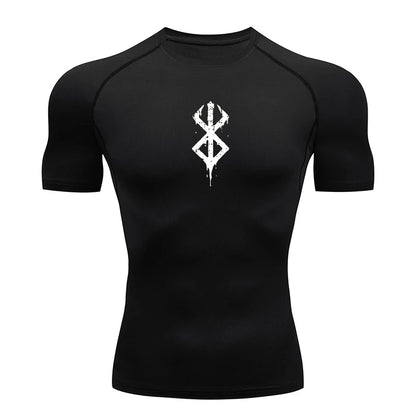 Kompressionsshirt mit Print und kurzen Ärmeln – schnelltrocknend, atmungsaktiv und perfekt für Gym, Training oder als Baselayer.
