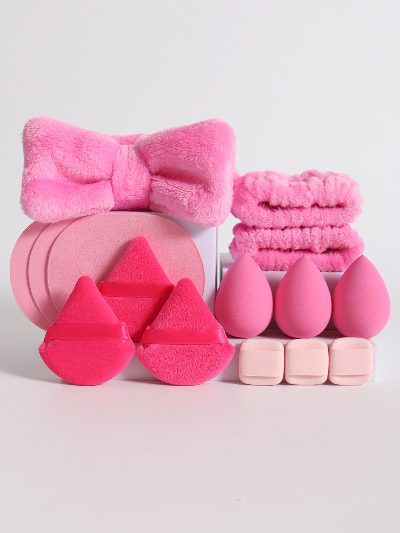 Make-up Schwammset – 15-teiliges Set mit Beauty-Eiern, Puderquasten, Stirnband und Armbändern für müheloses Auftragen und Abschminken