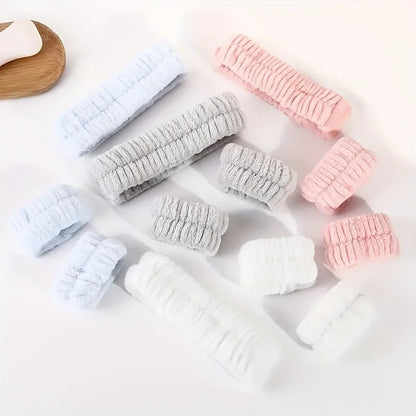 Coral Velvet Facial High-elastic Makeup Hairband Face Wash Wristband Set - Face Wash, Facial Mask, Skin Care
