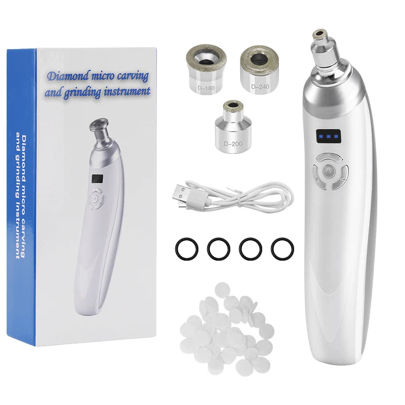 Professionelles Microdermabrasion-Gerät mit Diamantaufsatz – entfernt Mitesser, reinigt tief und sorgt für glatte, strahlende Haut zu Hause.