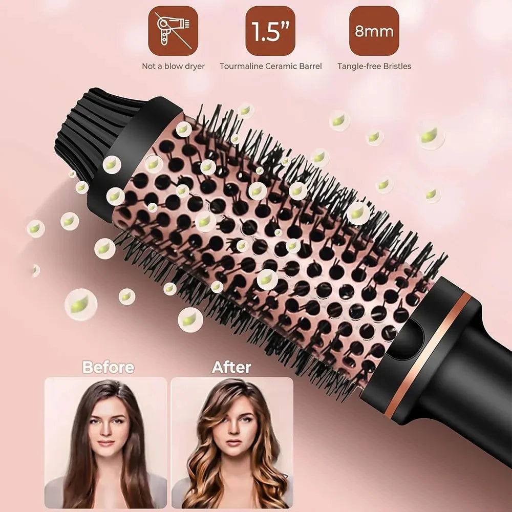 3-in-1 Ionen-Hairstyler mit Glätteisen, Lockenstab & Heizbürste – schonend, vielseitig und ideal für glattes oder lockiges Styling.