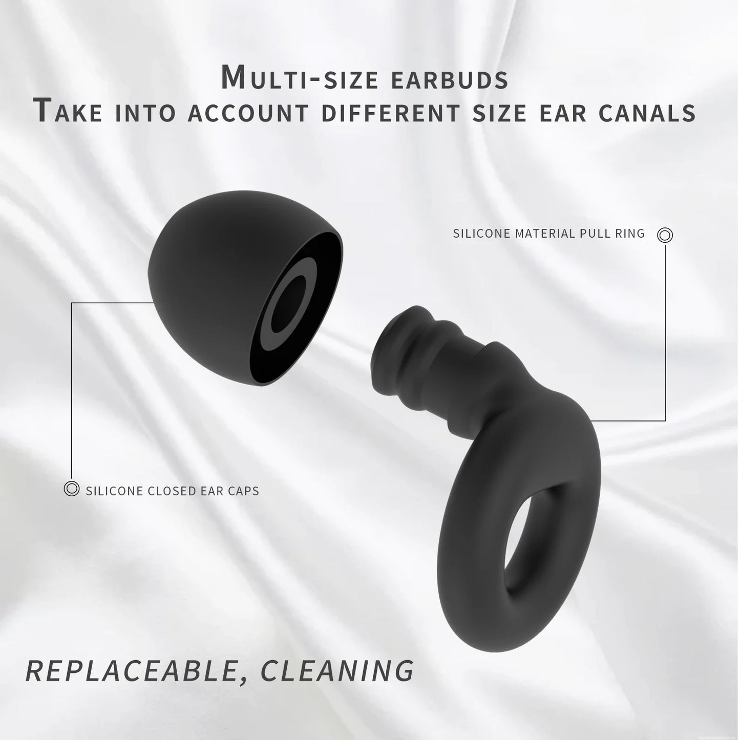 Bouchons d'oreilles en silicone avec réduction de bruit – insonorisés, confortables et idéaux pour nager, dormir ou pour un repos ininterrompu.