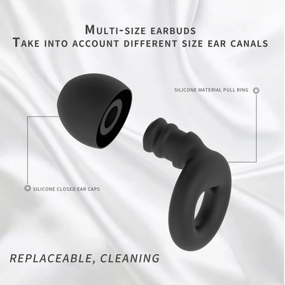 Bouchons d'oreilles en silicone avec réduction de bruit – insonorisés, confortables et idéaux pour nager, dormir ou pour un repos ininterrompu.