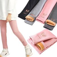 Kinder Thermo-Leggings – Weiche Fleece-Leggings mit Hasenmotiv für Mädchen, warm und modisch