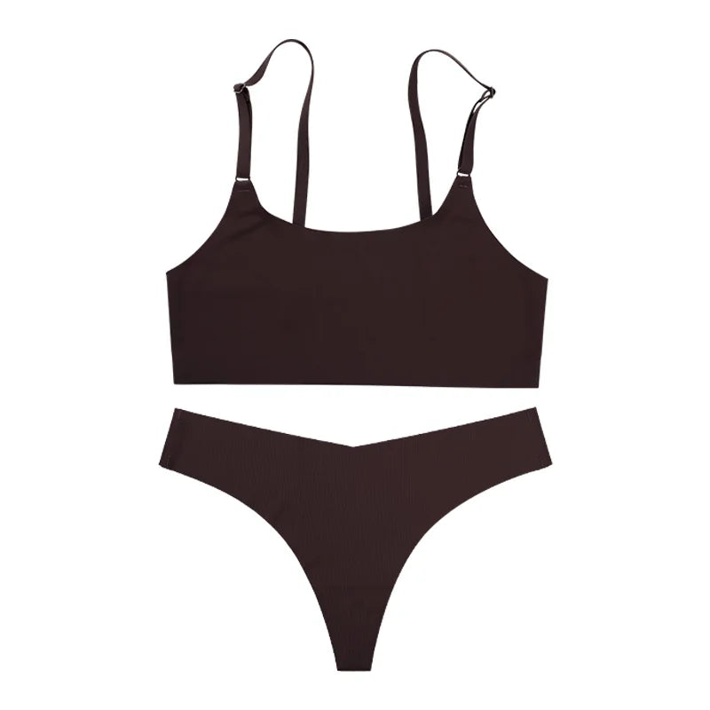 Nahtloses Ice-Silk Wäscheset – Bequemer, drahtloser BH & Slip im modernen Design