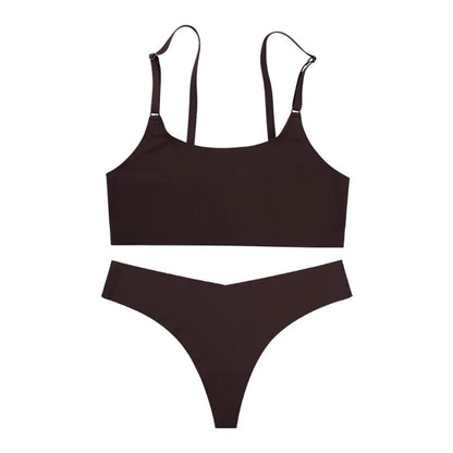 Nahtloses Ice-Silk Wäscheset – Bequemer, drahtloser BH & Slip im modernen Design