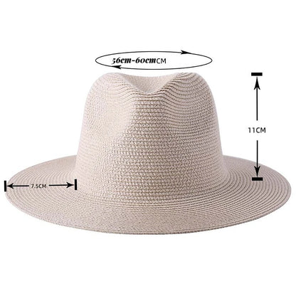 Großer Panama-Strohhut mit breiter Krempe – unisex, luftig und ideal für Sommer, Strand & UV-Schutz mit stilvollem Fedora-Design.