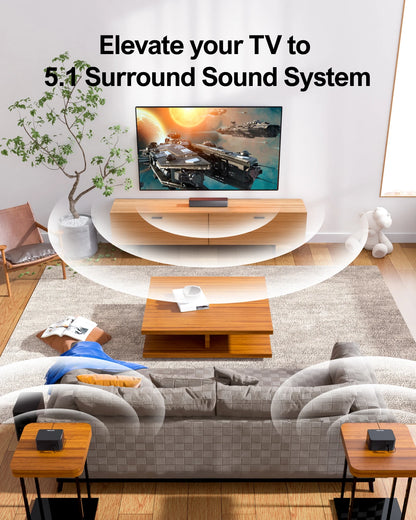 5.1 Soundbar mit 320W, 3D Surround, Subwoofer & Rücklautsprechern für TV