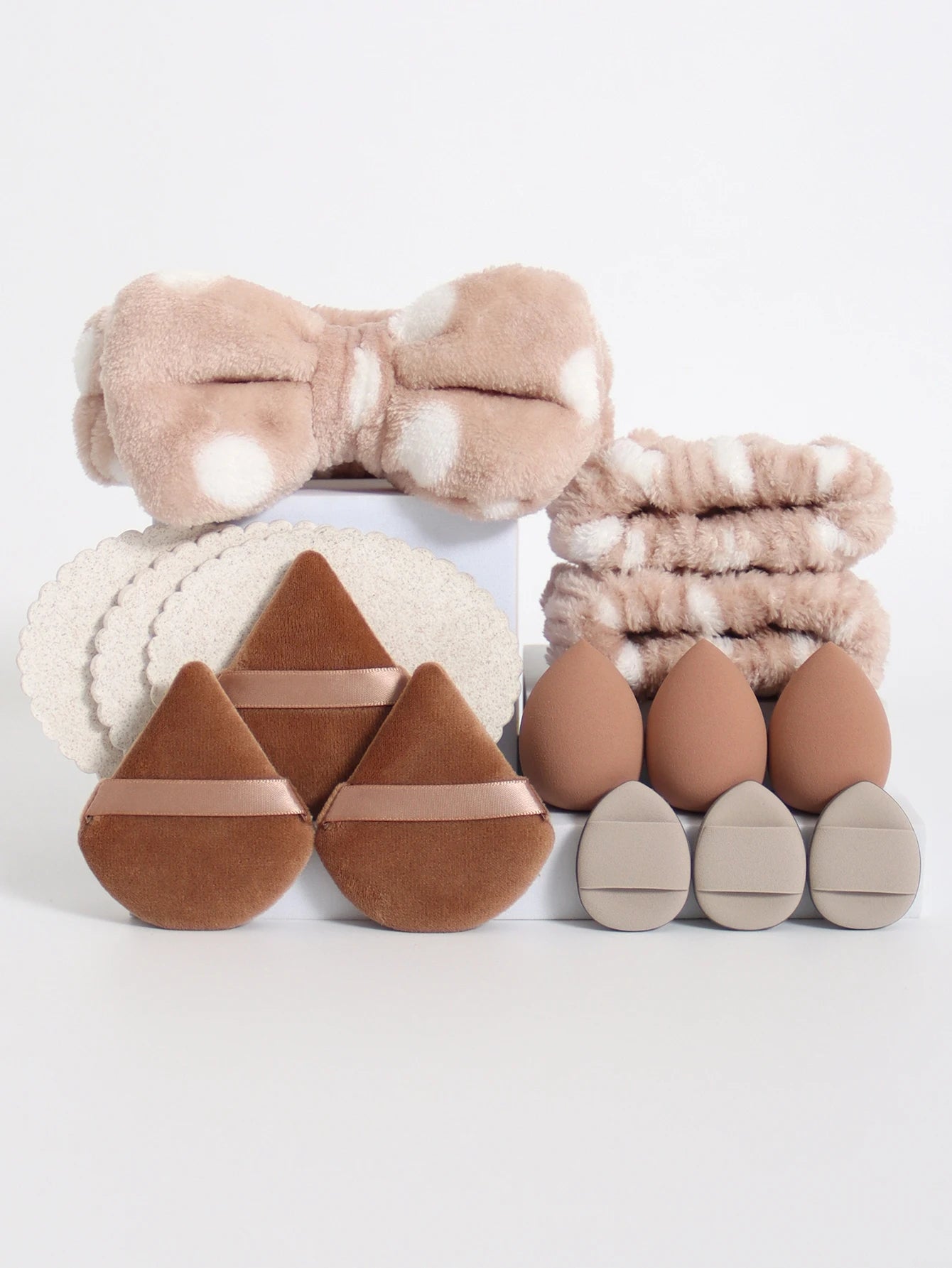 Make-up Schwammset – 15-teiliges Set mit Beauty-Eiern, Puderquasten, Stirnband und Armbändern für müheloses Auftragen und Abschminken