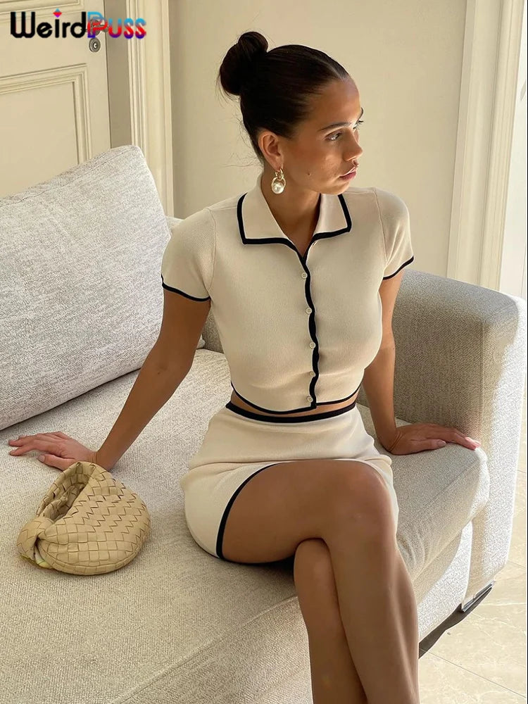 Ensemble Femme 2 Pièces – Top Court & Mini Jupe