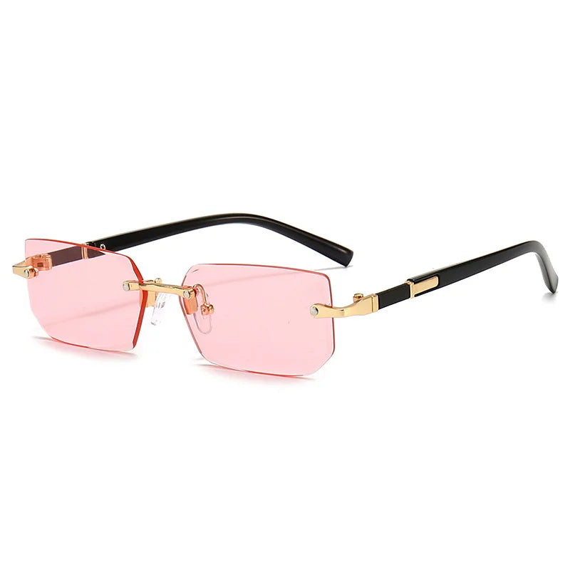 Modische randlose Rechteck-Sonnenbrille – unisex, leicht & stylisch, ideal für Sommer, Reisen oder trendige Alltagslooks.