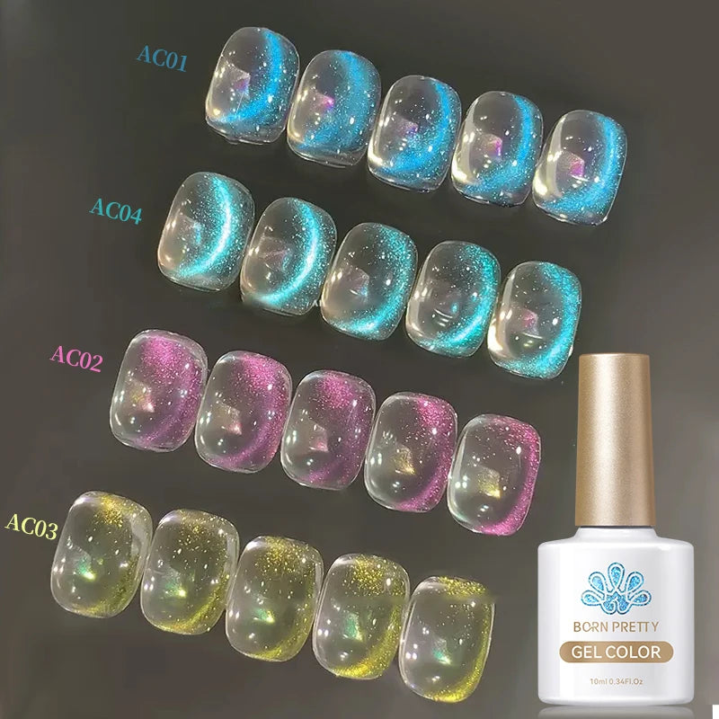 BORN PRETTY 10ml Aurora Cat Eye Gel – magnetischer Glanz mit märchenhaftem Schimmer, UV-Soak-Off für funkelnde Nail-Art-Looks.