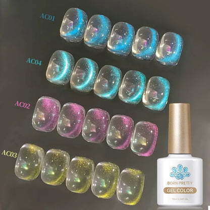 BORN PRETTY 10ml Aurora Cat Eye Gel – magnetischer Glanz mit märchenhaftem Schimmer, UV-Soak-Off für funkelnde Nail-Art-Looks.