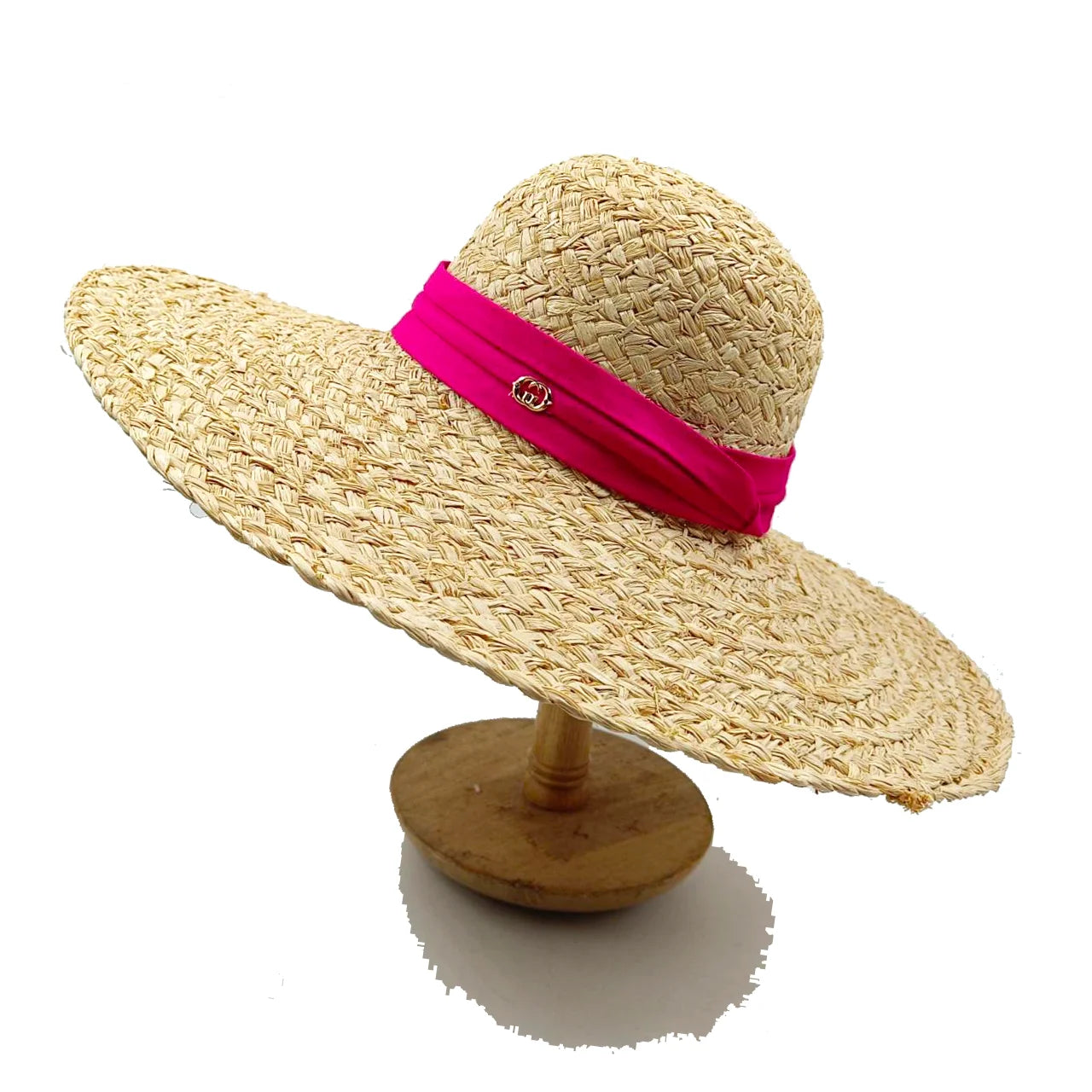 2024 Summer Straw Hat Beach Hat Women's Seaside Sun Hat Vacation Bow Ribbon Flat Top Big Brim Straw Hat