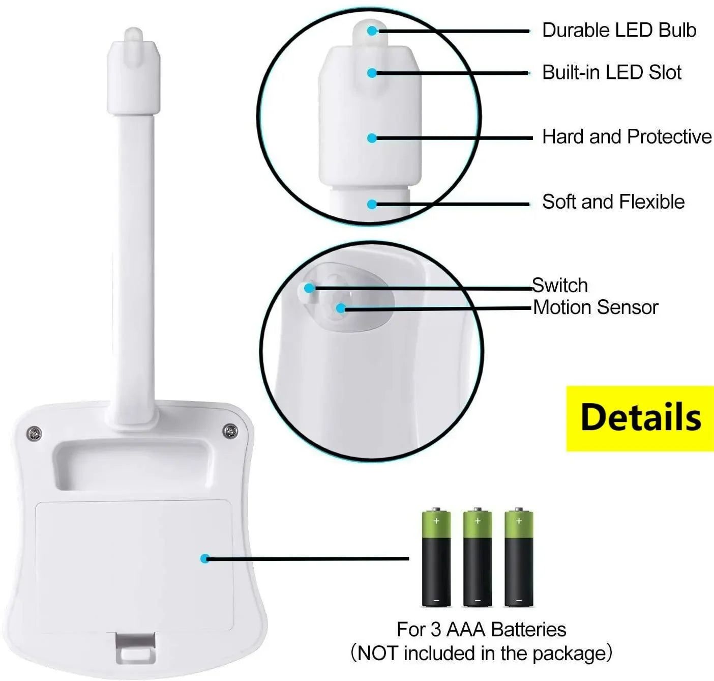 Kabelloses LED-Nachtlicht mit Bewegungssensor und 8 RGB-Farben – ideal fürs Bad oder als Stimmungslicht.