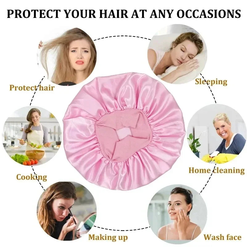 Satin-Lockenband-Set mit Haube – hitzefrei, weich und ideal für schonende Locken über Nacht ohne Stylingstress.