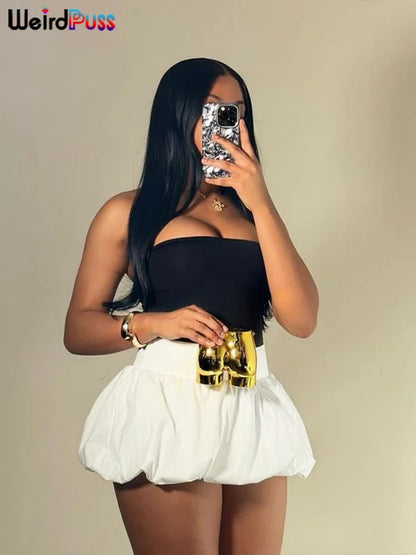 Ballon-Minirock – Trendiger Y2K-Rock mit Taillenbund im ausgefallenen Streetwear-Stil