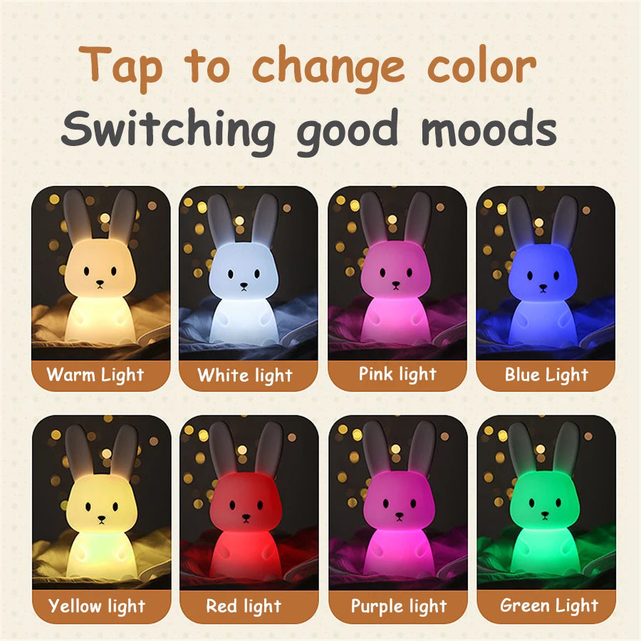 Nachtlicht Hase mit LED – dimmbar, USB-aufladbar und ideal fürs Einschlafen im Kinderzimmer
