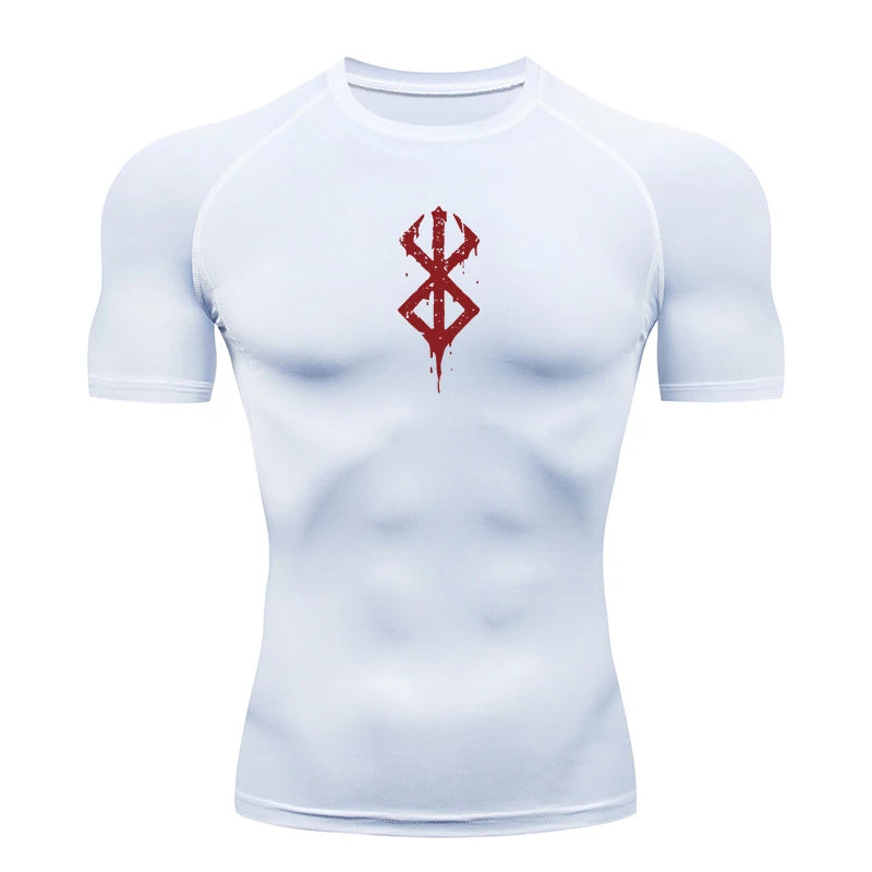 Kompressionsshirt mit Print und kurzen Ärmeln – schnelltrocknend, atmungsaktiv und perfekt für Gym, Training oder als Baselayer.