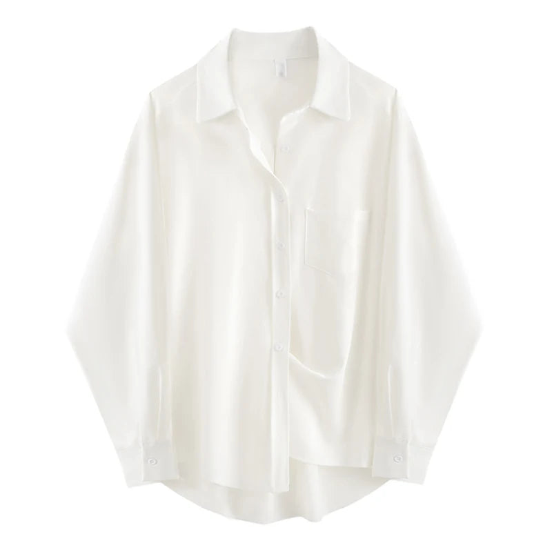 Oversize Basic Shirt – Weißes Langarmhemd im minimalistischen Design mit Knopfleiste und lockerem Schnitt