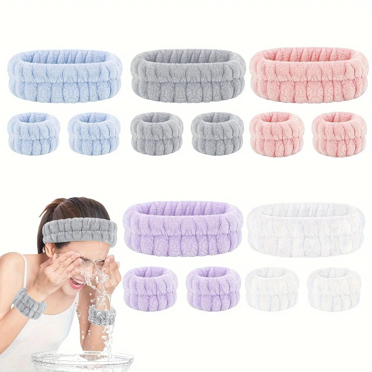 Coral Velvet Facial High-elastic Makeup Hairband Face Wash Wristband Set - Face Wash, Facial Mask, Skin Care