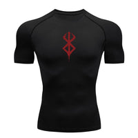Kompressionsshirt mit Print und kurzen Ärmeln – schnelltrocknend, atmungsaktiv und perfekt für Gym, Training oder als Baselayer.
