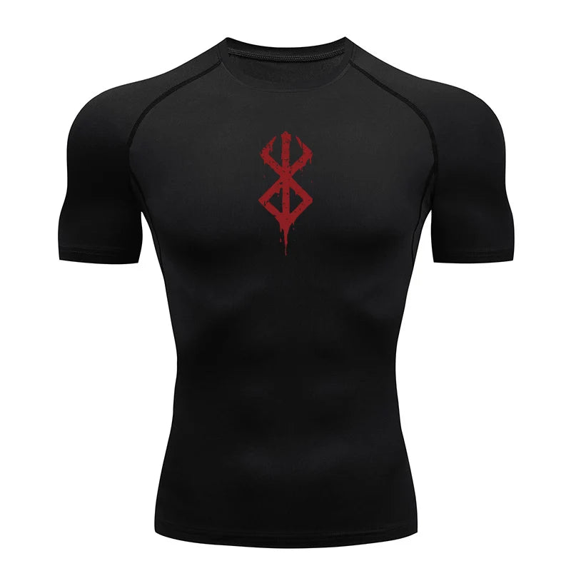 Kompressionsshirt mit Print und kurzen Ärmeln – schnelltrocknend, atmungsaktiv und perfekt für Gym, Training oder als Baselayer.