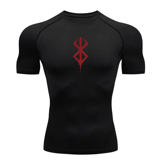 Kompressionsshirt mit Print und kurzen Ärmeln – schnelltrocknend, atmungsaktiv und perfekt für Gym, Training oder als Baselayer.
