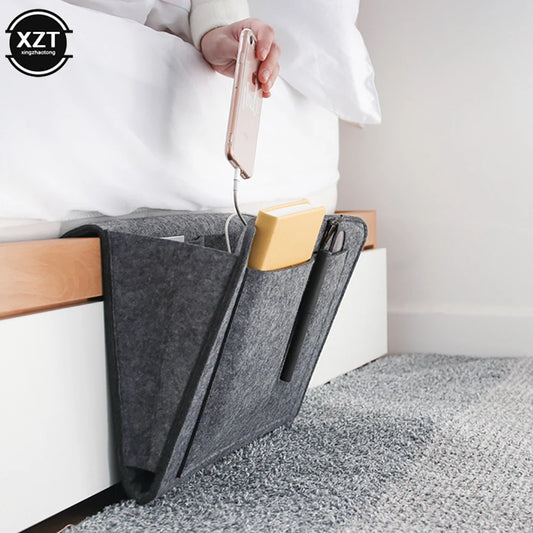 Filz-Bett-Organizer mit Taschen – ideal zum Aufbewahren von Handy, Büchern, Magazinen oder Taschentüchern direkt am Bett oder Sofa.