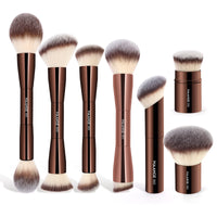 Doppelseitiger Make-up Pinsel – Vielseitiger Pinsel für Foundation, Puder, Concealer, Rouge und Bronzer mit weichen Fasern