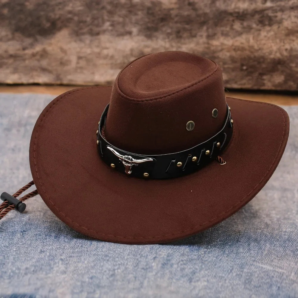 Western Cowboyhut im Retro-Stil mit breiter Krempe – stylisch und luftig für sonnige Tage.