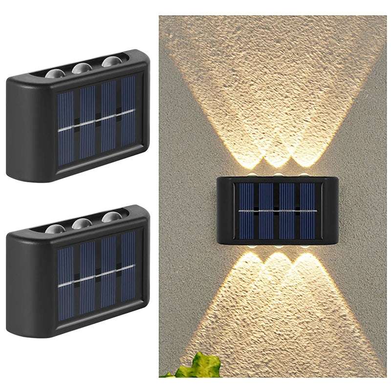 6LED Solar Lights, Outdoor Atmosphere Wall Lamp, Up And Down Light Control for Garden Yard Street Balcony Terrace Camping Decor
