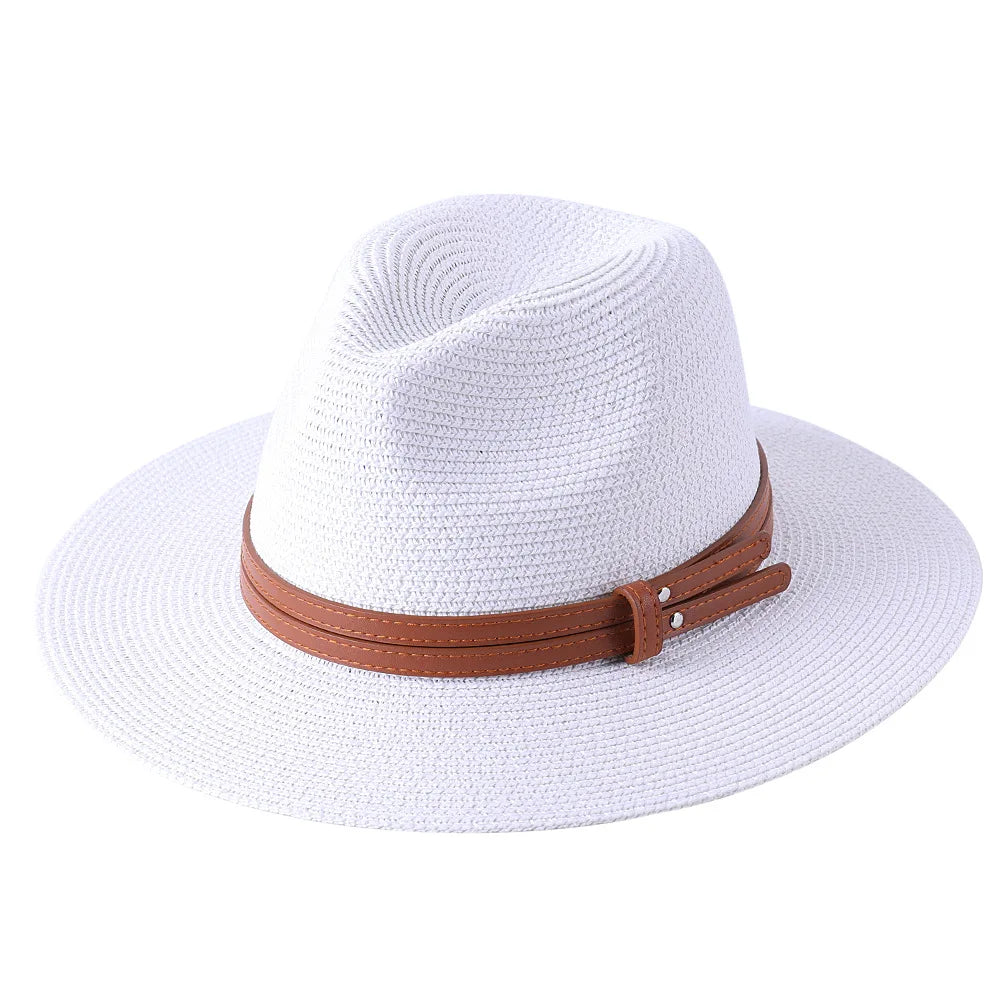 Großer Panama-Strohhut mit breiter Krempe – unisex, luftig und ideal für Sommer, Strand & UV-Schutz mit stilvollem Fedora-Design.