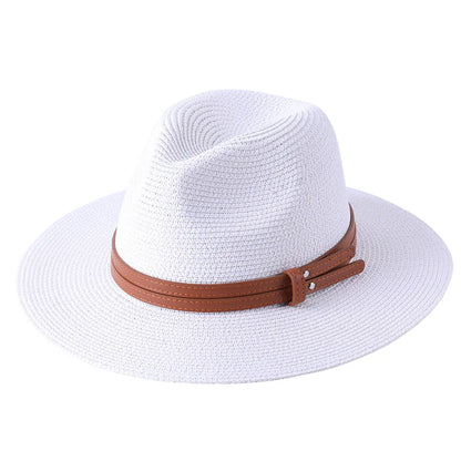 Großer Panama-Strohhut mit breiter Krempe – unisex, luftig und ideal für Sommer, Strand & UV-Schutz mit stilvollem Fedora-Design.